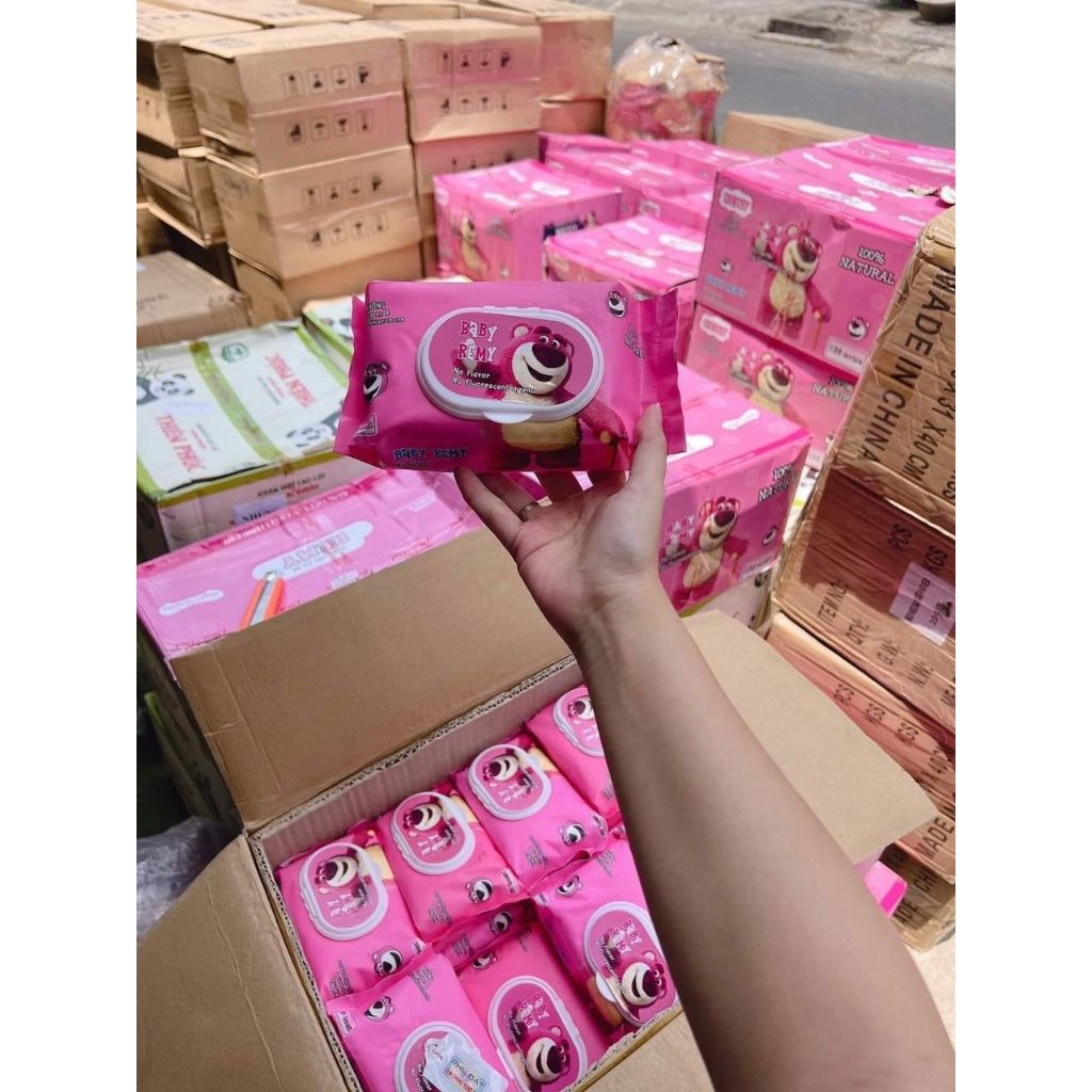 Combo 5 bịch khăn gaaisy ướt gấu dâu siêu hot, mỗi bịch 120 tờ