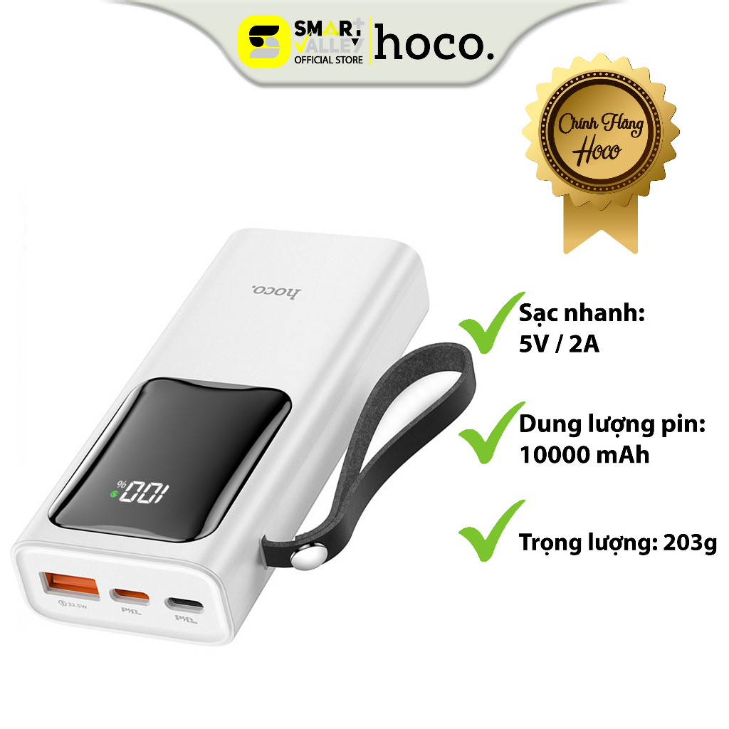 Pin Sạc Dự Phòng Hoco J41, Dung Lượng 10000mAh, Màn Hình Led Hiển Thị, Nhỏ Gọn, Sang Trọng, Độ Bền Cao, An Toàn Khi Sạc.