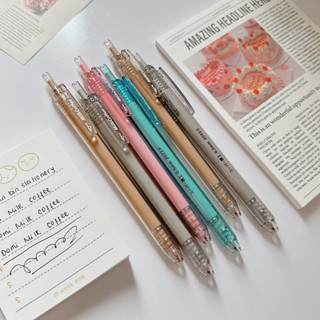 [Bin Bin] Bút gel bấm DOMI Milk Coffee phong cách vintage, mực đen, ngòi kim 0.5mm BDM 931