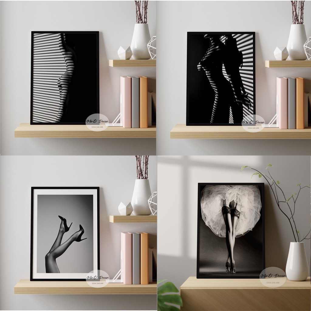 Tranh Sexy Nude Art Cô Gái Gợi Cảm Trang Trí Phòng Đẹp - Tặng Kèm Đinh Treo Tranh