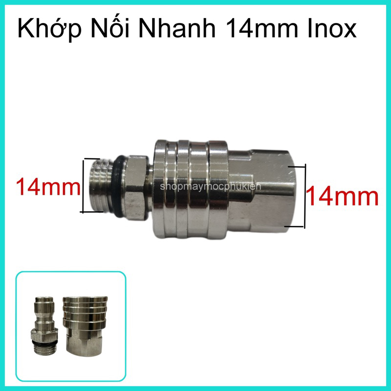 Khớp Nối Nhanh 14mm INOX Cho Máy Rửa Xe
