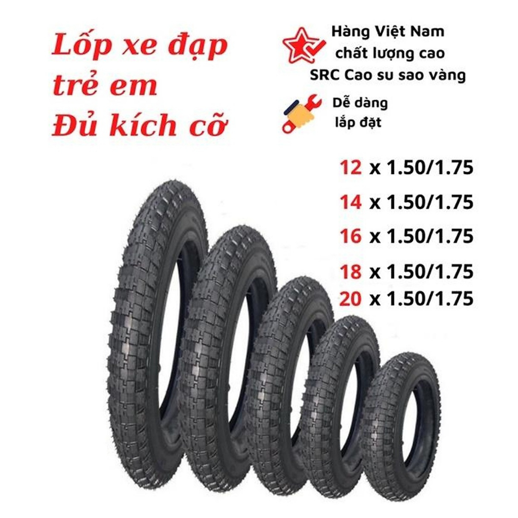 Lốp Xe Đạp Trẻ Em Đủ Cỡ 12 14 16 18 20 inch - Phụ Tùng Chính Hãng - Đoàn Lâm Khoa