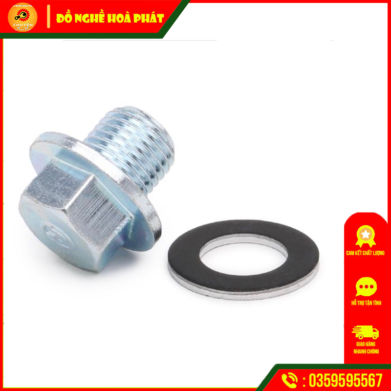 Ốc Xả Nhớt Kèm Long Đen 13 Ly Xe Máy Bị Chờn Ren