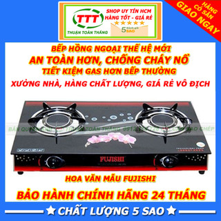 Bếp ga đôi hồng ngoại cao cấp tiết kiệm gas mặt kính cường lực
