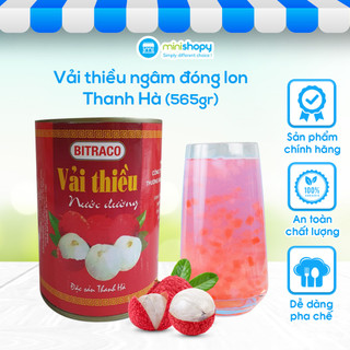 Vải thiều ngâm đóng lon thanh hà lon 565gr