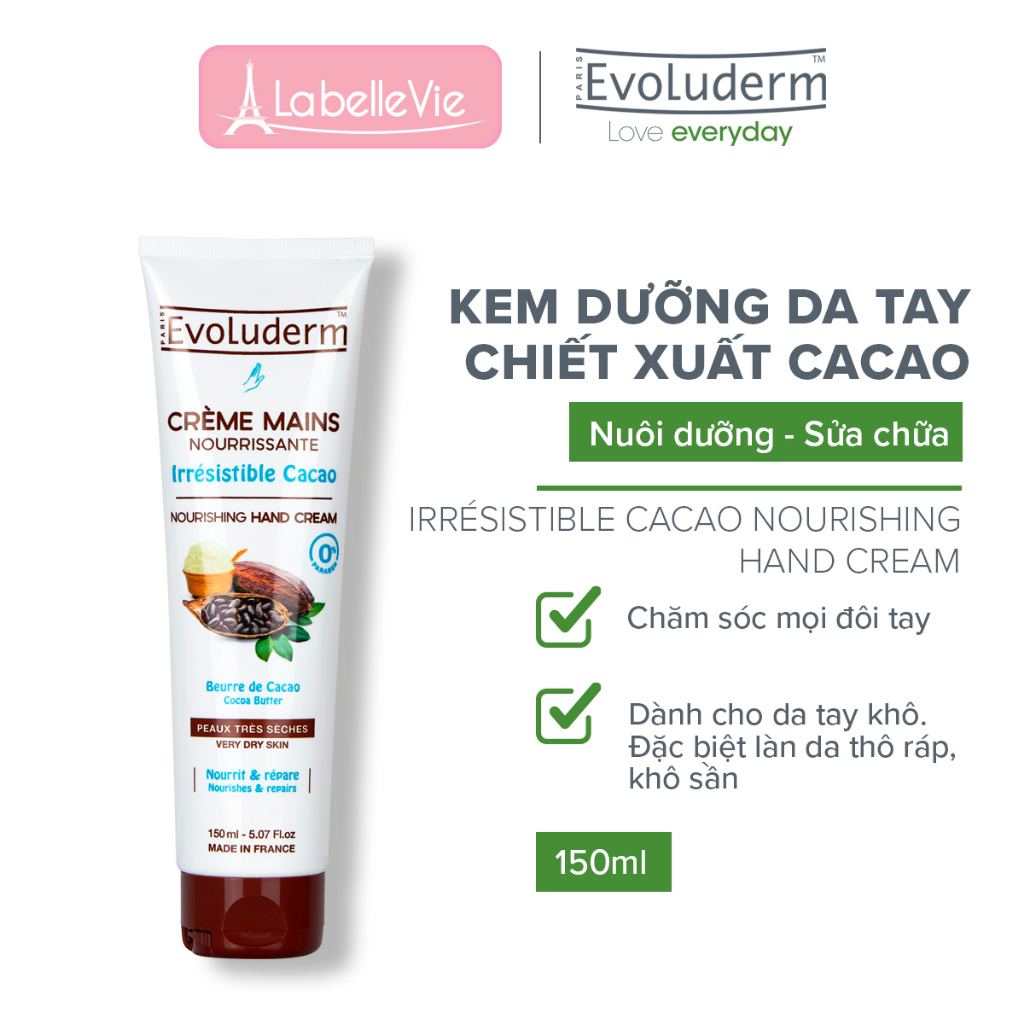 Kem dưỡng da tay chiết xuất Bơ Cacao Evoluderm 150ml