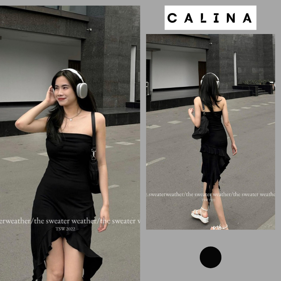 Váy body dáng dài tua rua xéo siêu tôn dáng dành cho nữ