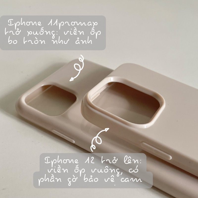 Ốp lưng điện thoại iphone trơn màu be/đen Sugar19