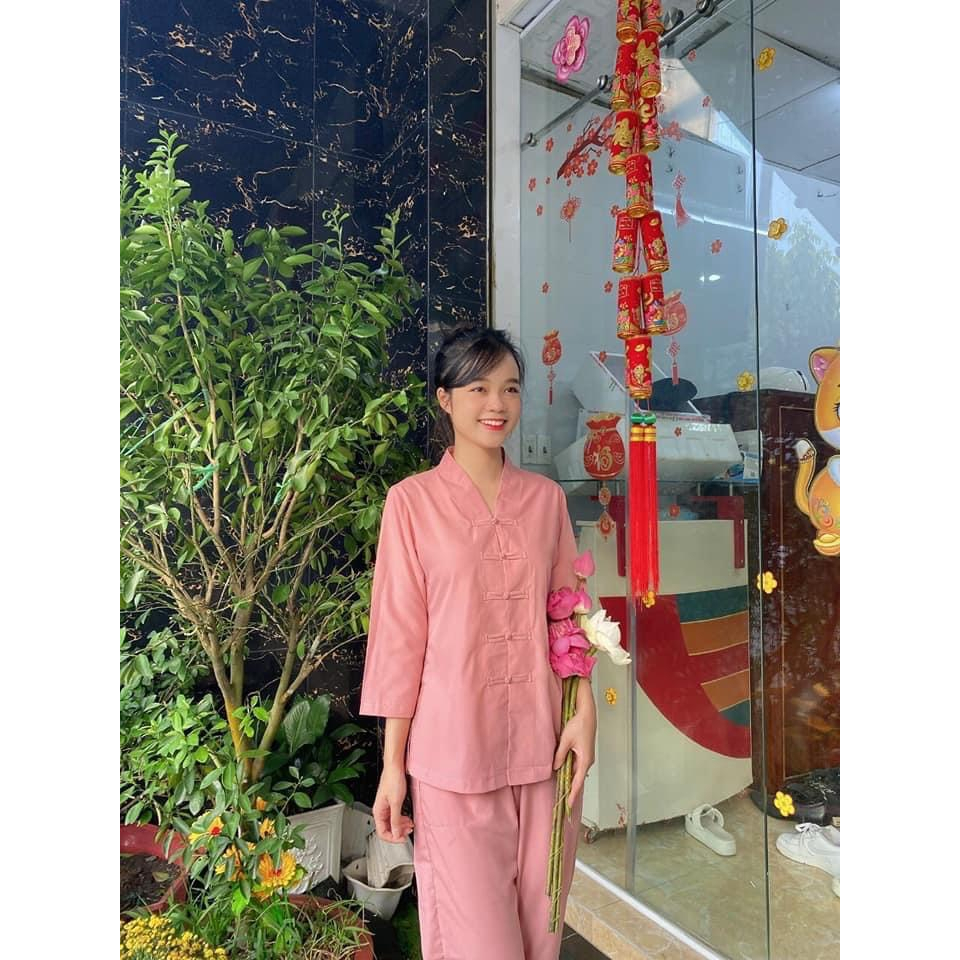 đồ lam đi chùa mẫu la hán phật tử nữ