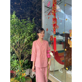 Đồ lam đi chùa mẫu la hán phật tử nữ
