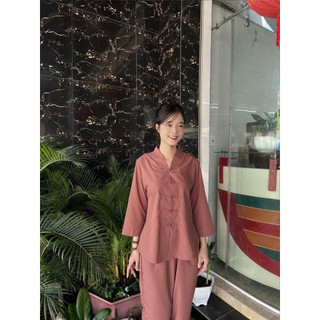 đồ lam đi chùa mẫu la hán phật tử nữ