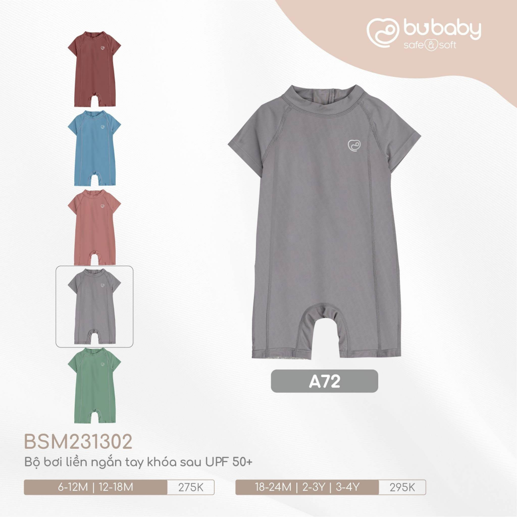 Bộ bơi liền ngắn tay Bu Aqua cho bé trai bé gái