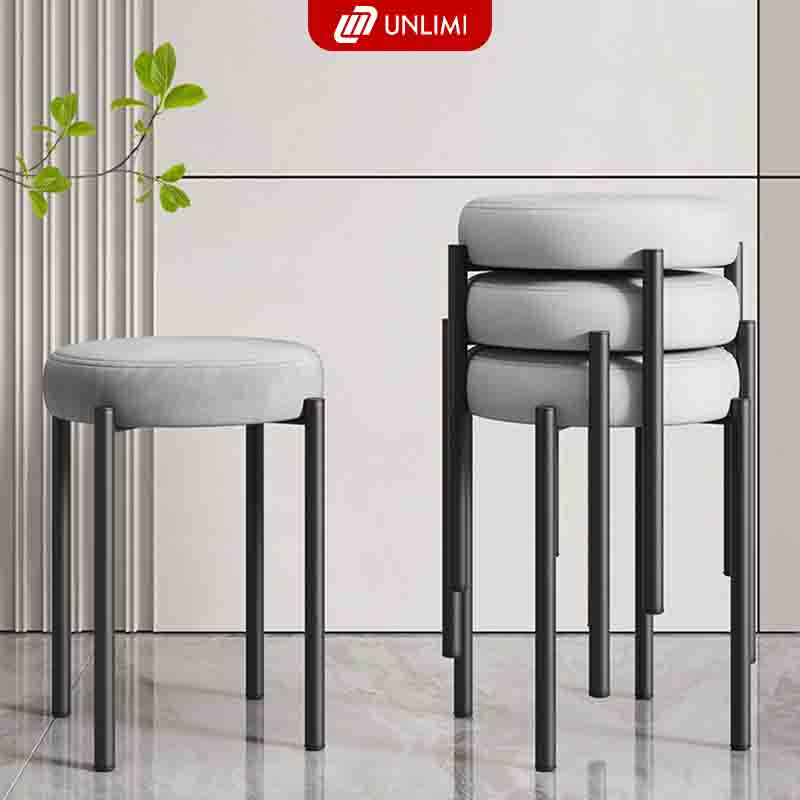Ghế đẩu đa năng, chân thép chống dỉ, mặt đệm êm ái, phong cách hiện đại UNLIMI - GM78