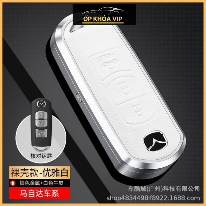 Ốp khóa xe titan mặt da cao cấp chìa khoá xe các loại Mazda  Mazda3 - Mazda 6 - CX5 - CX8 ,ốp khóa viền KL