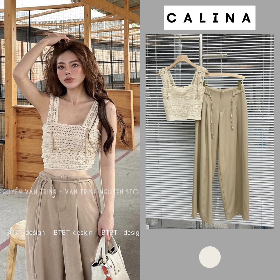 Áo ren 2 dây dáng croptop, Áo 2 dây đan sợi tiểu thư mã Ao2s826