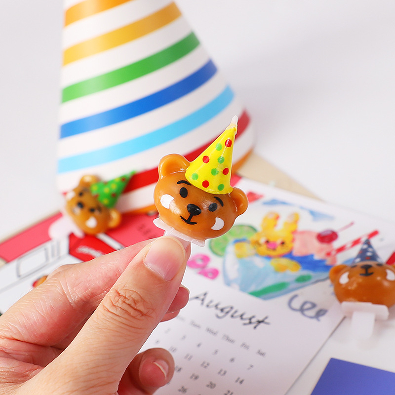 Nến Sinh Nhật Gấu Cute Vỉ 4 Nến Gấu Nâu Đội Mũ Đáng Yêu, Đồ Trang Trí Bánh Kem Sinh Nhật