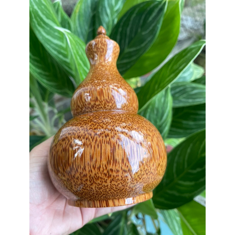 Bình hồ lô đựng rượ.u gỗ dừa, bình hồ lô chưng phong thuỷ để bàn thờ thần tài thổ địa