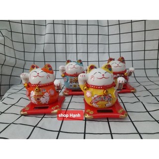 Mèo thần tài năng lượng sứ cao 10 cm