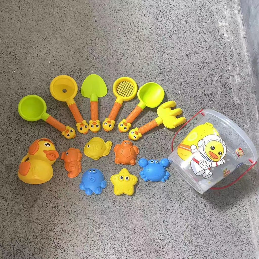 BỘ 14 / 15 MÓN ĐỒ CHƠI XÚC CÁT HÌNH VỊT VÀNG VUI NHỘN CHO BÉ