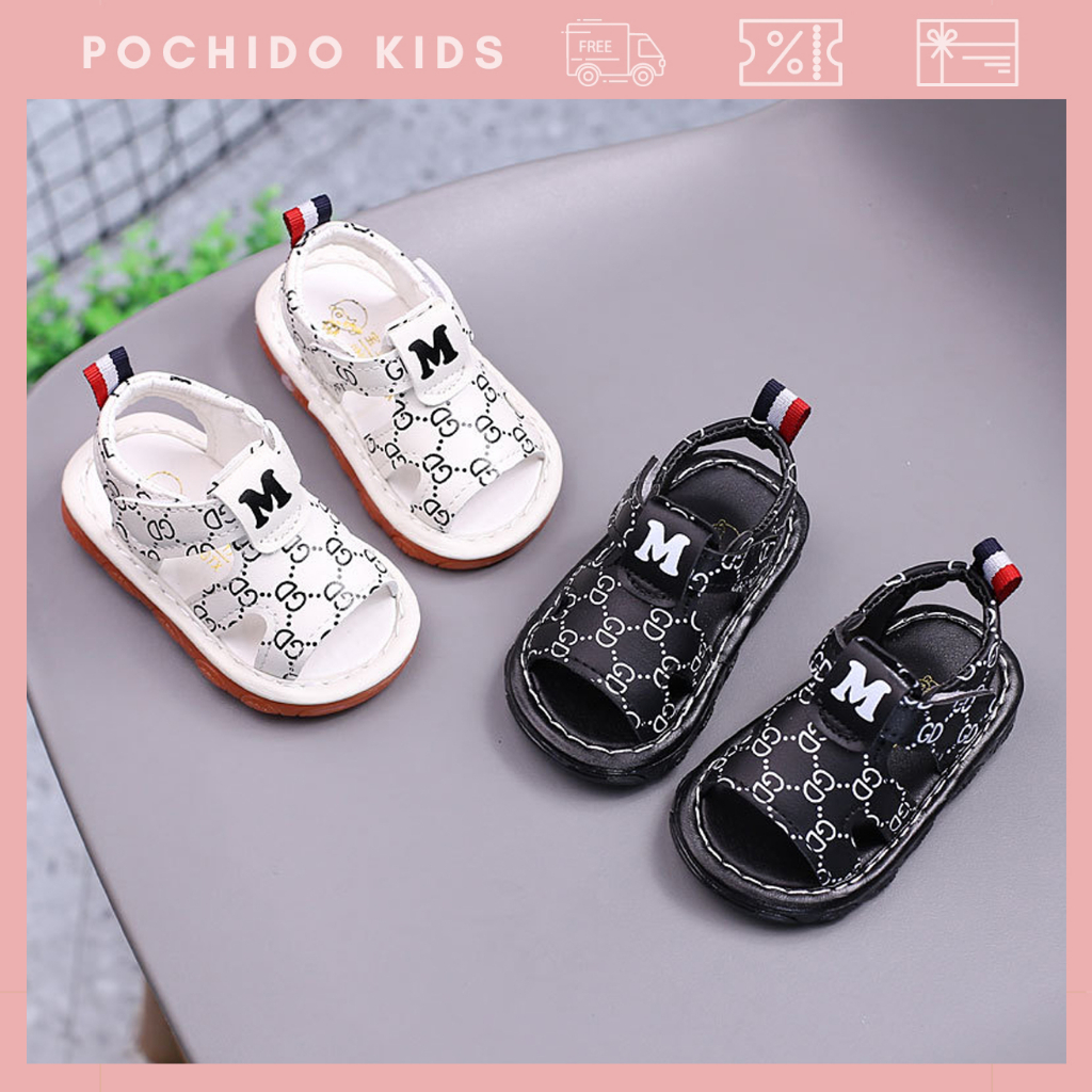 Giày dép sandal tập đi chữ M cho bé trai và gái có tiếng kêu 1 tuổi 2 tuổi Pochido Kids 024