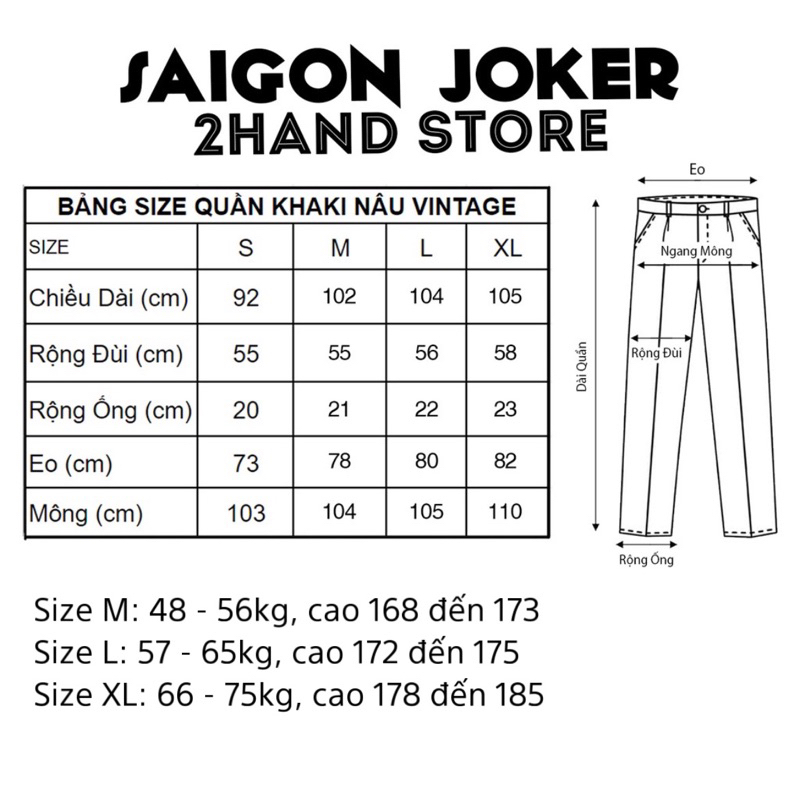Quần Khaki Jean Nâu Vintage Ống Suông Unisex Nam