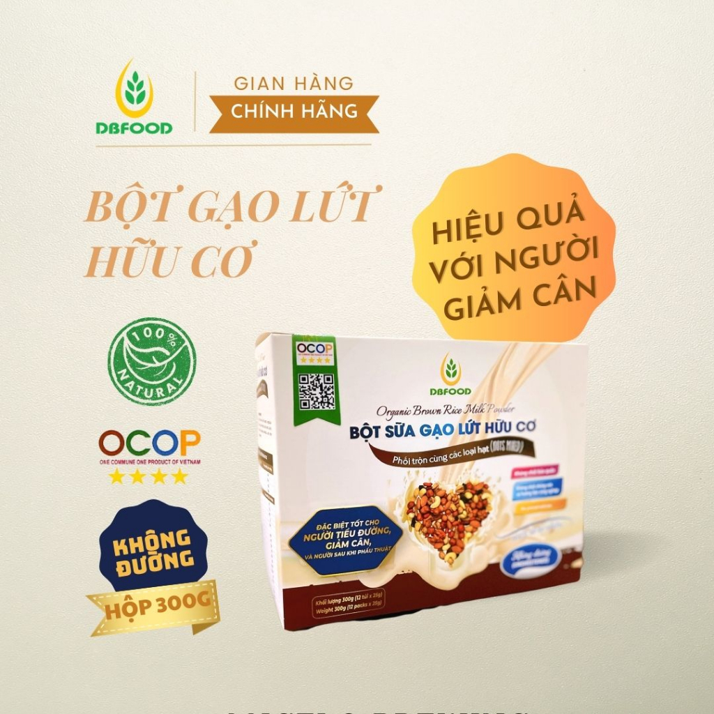 Bột ngũ cốc gạo lứt giảm cân cho người tiểu đường an toàn hiệu quả Hộp 300g/12 gói BGL04