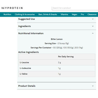 Sữa Bột BCAA - 250g hãng Myprotein