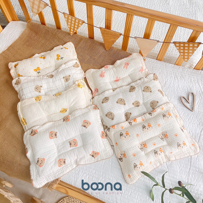 Gối lõm xô Muslin Boona cho bé sơ sinh