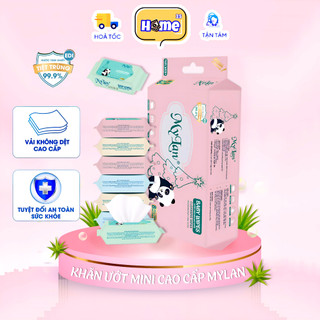 Combo 8 gói khăn ướt mini cao cấp Mylan 8 Gói/Lốc, 8 Miếng/gói