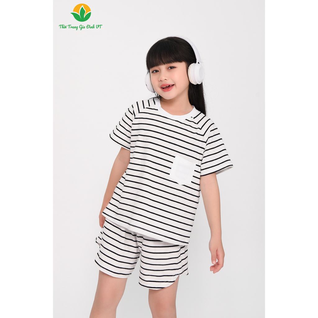 Bộ mặc nhà bé gái mùa hè thời trang gia đình Việt Thắng, quần đùi, áo cộc tay, chất thun Cotton - B63.2304