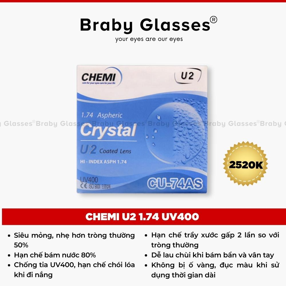 Tròng kính cận,loạn,viễn thị Braby Chemi cao cấp chống tia uv, lọc ánh sáng xanh, đổi màu ra nắng