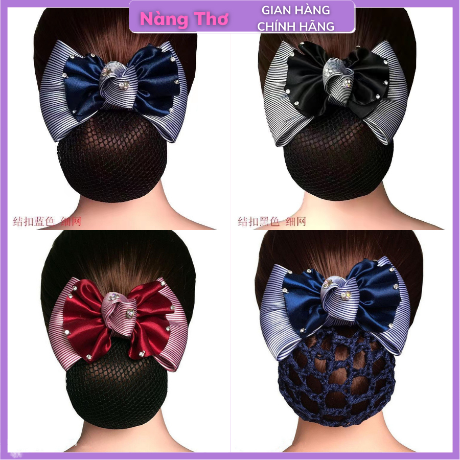 Kẹp búi tóc lưới đính nơ nhiều mẫu cao cấp cho nữ văn phòng người lớn tuổi trung niên
