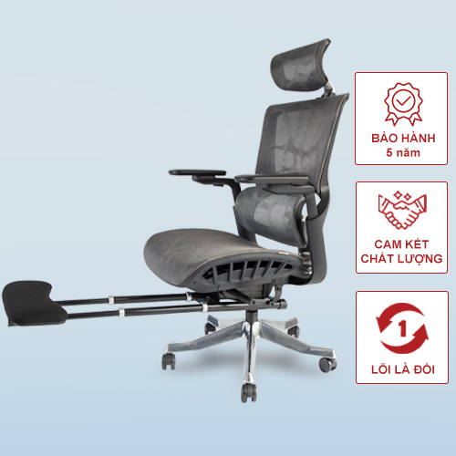 Ghế công thái học Nghia Furnniture Ergonomic 04 - Bigsize, hỗ trợ thắt lưng mạnh mẽ, ngả sâu 140 độ