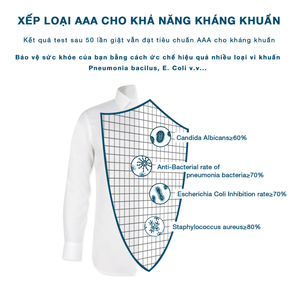 Áo sơ mi nam tay dài Cotton siêu thấm hút chống sờn vải thương hiệu Determinant - màu Xám nhạt [C02]