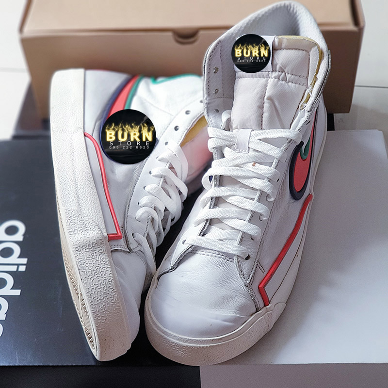 Giày Blazer Mid 77 Infinite White Bright Crimson, size 44, real 2hand