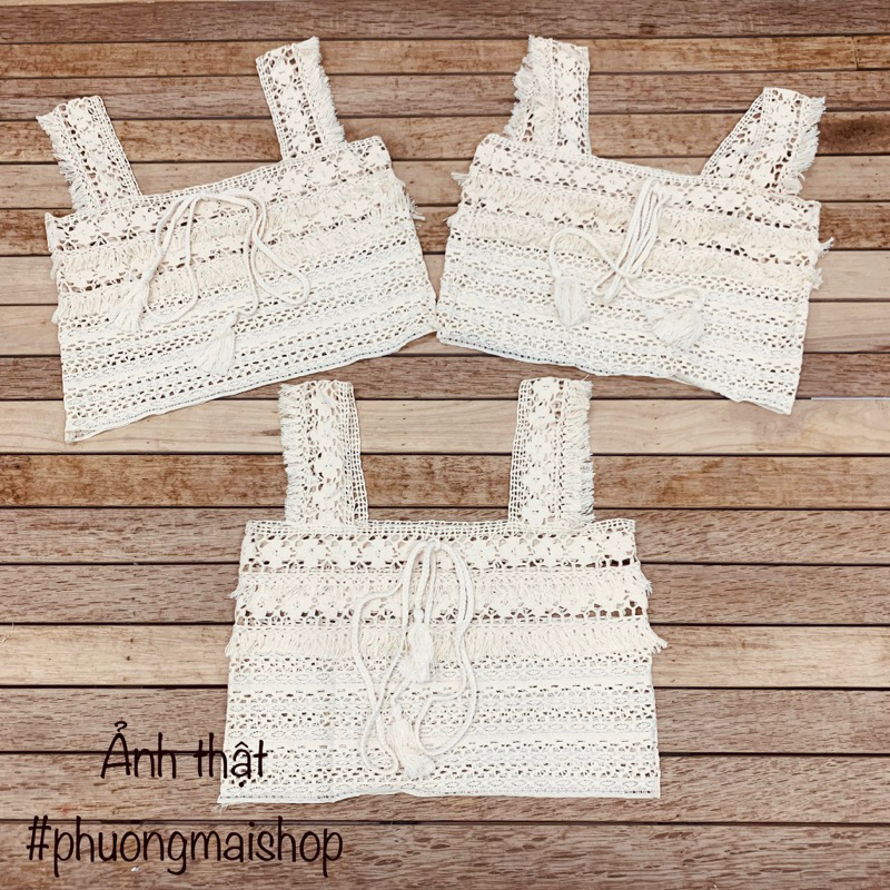 Áo ren croptop hai dây bản to kèm dây ngực hàng quảng châu Mã 7126