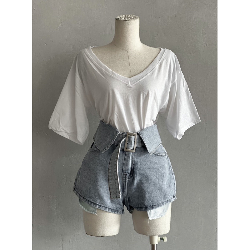 Quần short jeans kèm đai lưng quần siêu lạ
