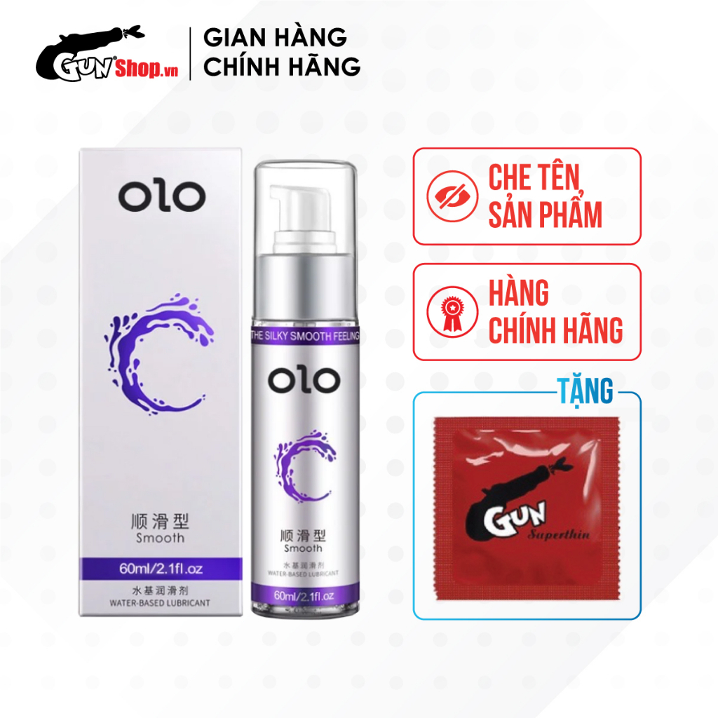 Gel bôi trơn tinh chất lô hội OLO Smooth chai 60ml kèm 1 chiếc BCS Gun Super Thin - 2220