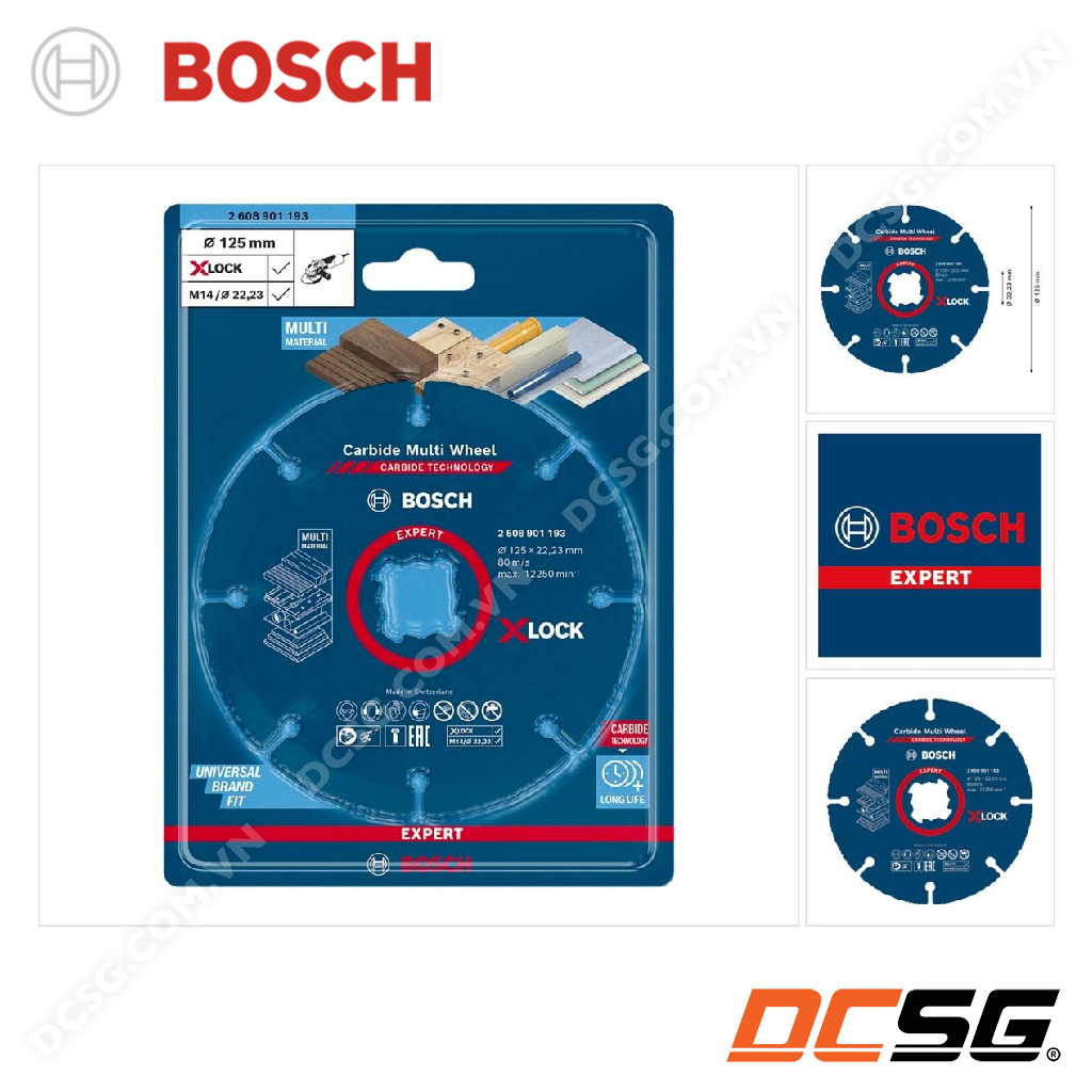 Đĩa cưa gỗ đa năng X-lock (125mm) Carbide Multi Whell Bosch 2608901193 | DCSG