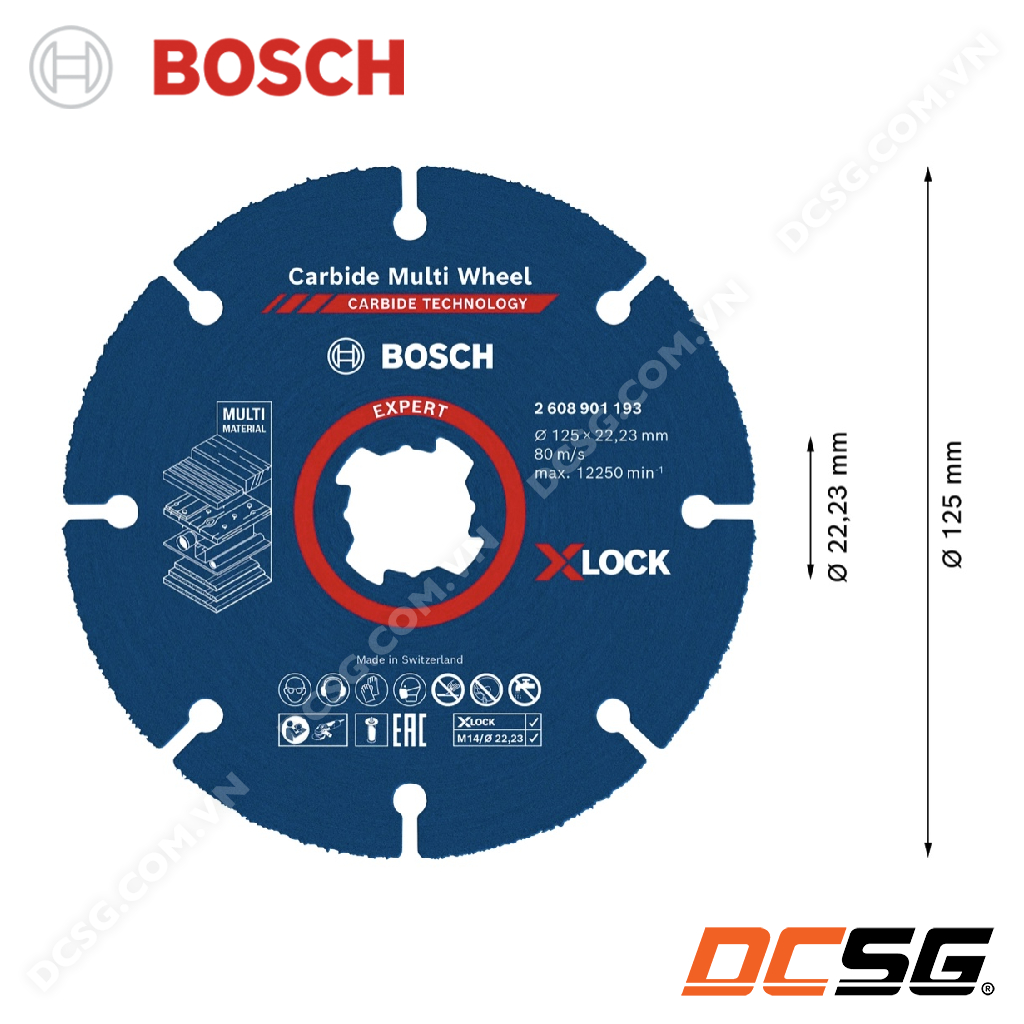 Đĩa cưa gỗ đa năng X-lock (125mm) Carbide Multi Whell Bosch 2608901193 | DCSG