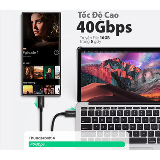 Cáp Thunderbolt 4 Ugreen 30389 60621 US501(Support 8k@60hz Data 40Gbps PD100W Male- Male)
