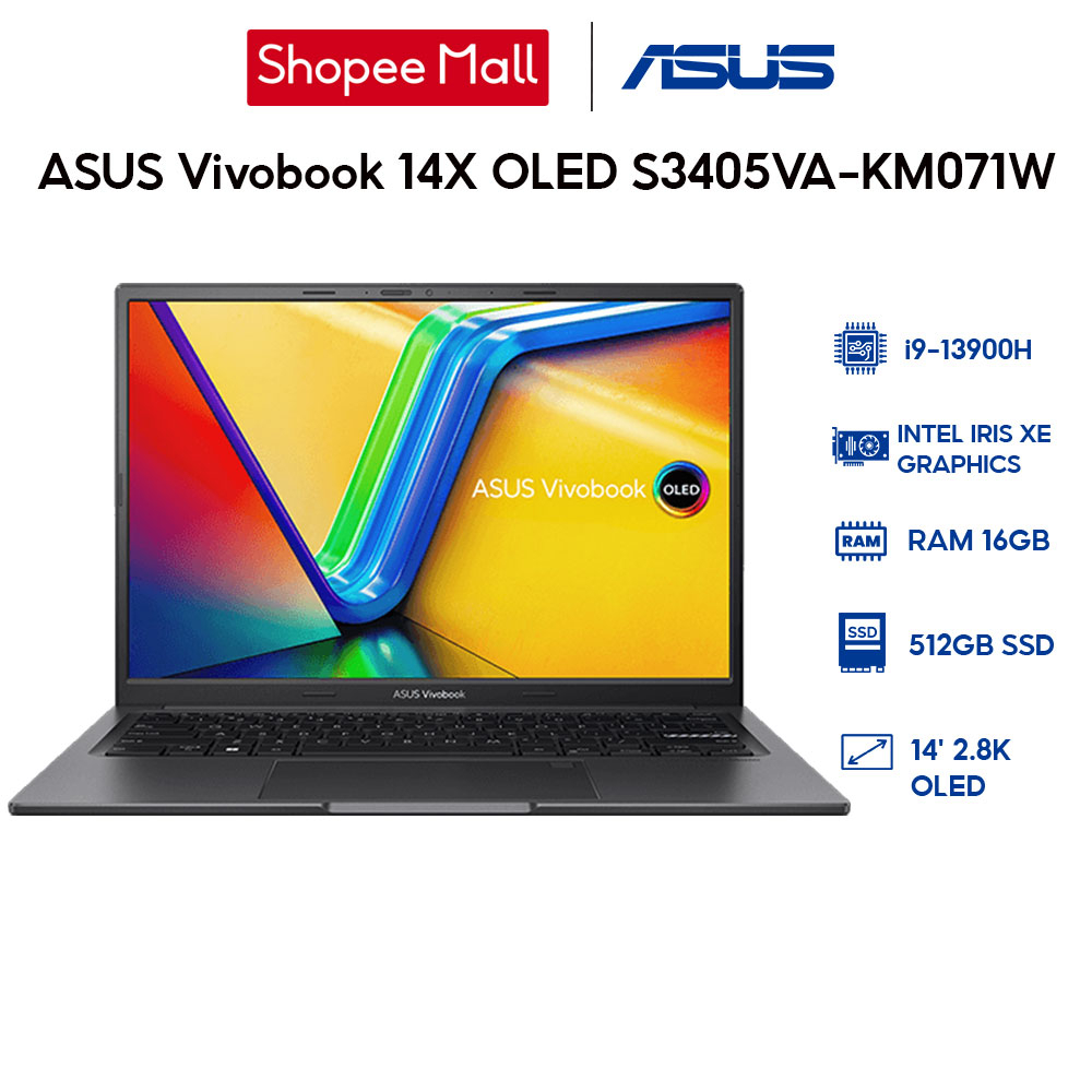 [Nhập ELGAMEFEB giảm 10%] Laptop ASUS Vivobook 14X OLED S3405VA-KM071W i9-13900H | 16GB | 512GB | 14'