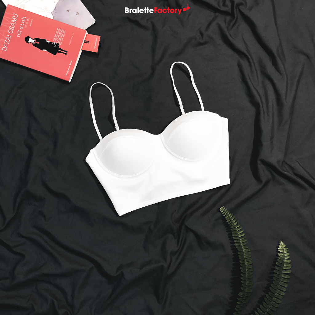 Áo lót croptop BraletteFactory, bra corset trắng xinh xắn form rộng không gọng mặc thoải mái khi đi phố [ mẫu N28]