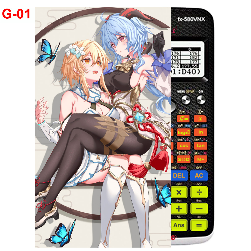 Decal - hình dán Máy tính CASIO fx570, fx580, ...nhân vật Ganyu- Gemshin Impact