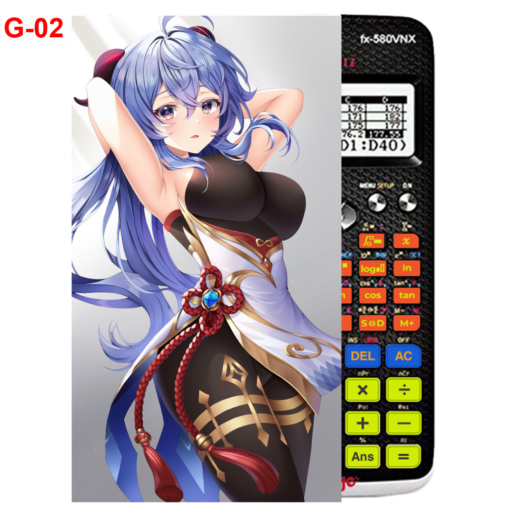 Decal - hình dán Máy tính CASIO fx570, fx580, ...nhân vật Ganyu- Gemshin Impact