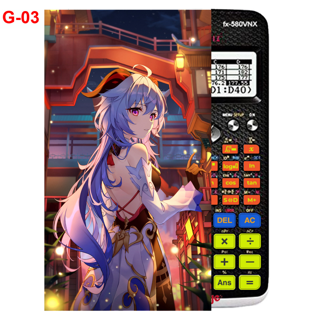 Decal - hình dán Máy tính CASIO fx570, fx580, ...nhân vật Ganyu- Gemshin Impact
