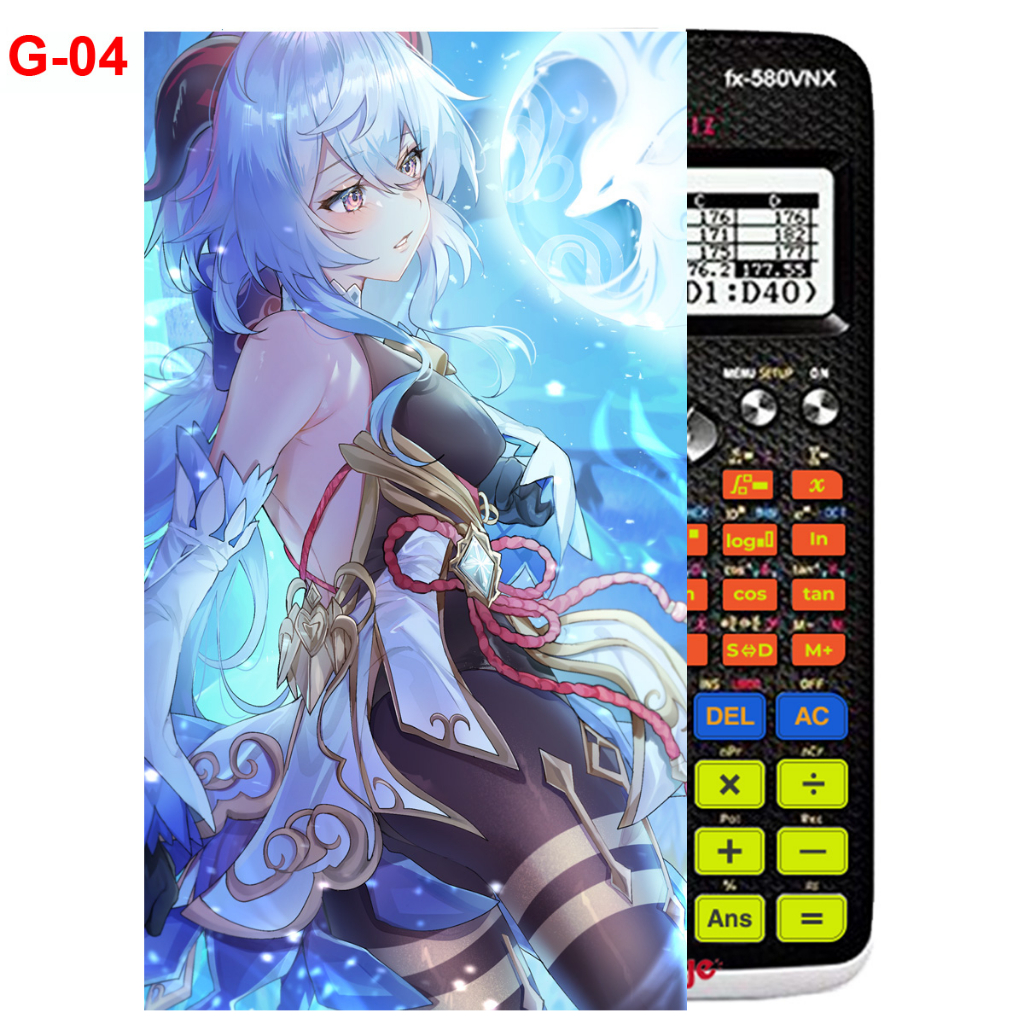 Decal - hình dán Máy tính CASIO fx570, fx580, ...nhân vật Ganyu- Gemshin Impact