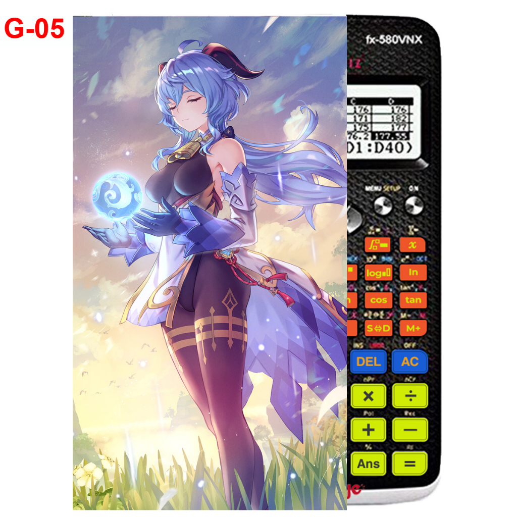 Decal - hình dán Máy tính CASIO fx570, fx580, ...nhân vật Ganyu- Gemshin Impact