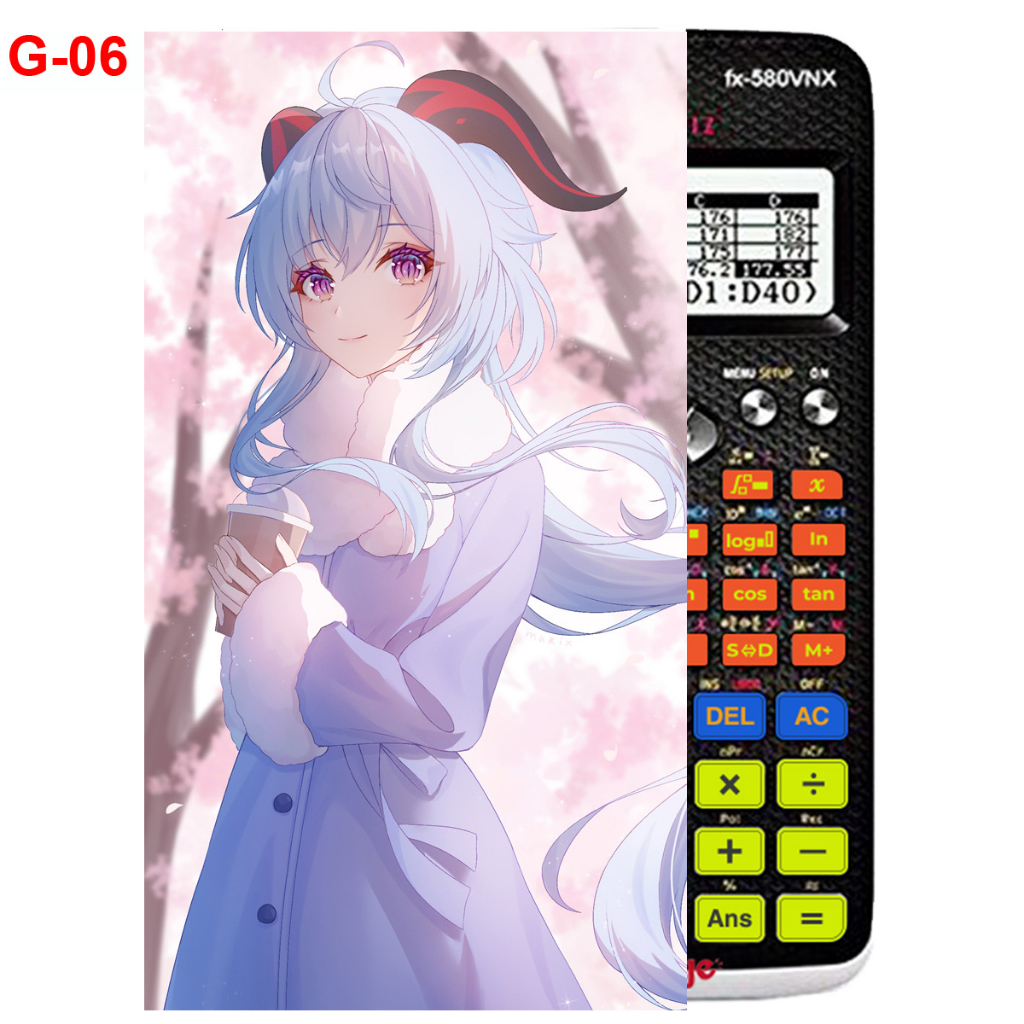 Decal - hình dán Máy tính CASIO fx570, fx580, ...nhân vật Ganyu- Gemshin Impact