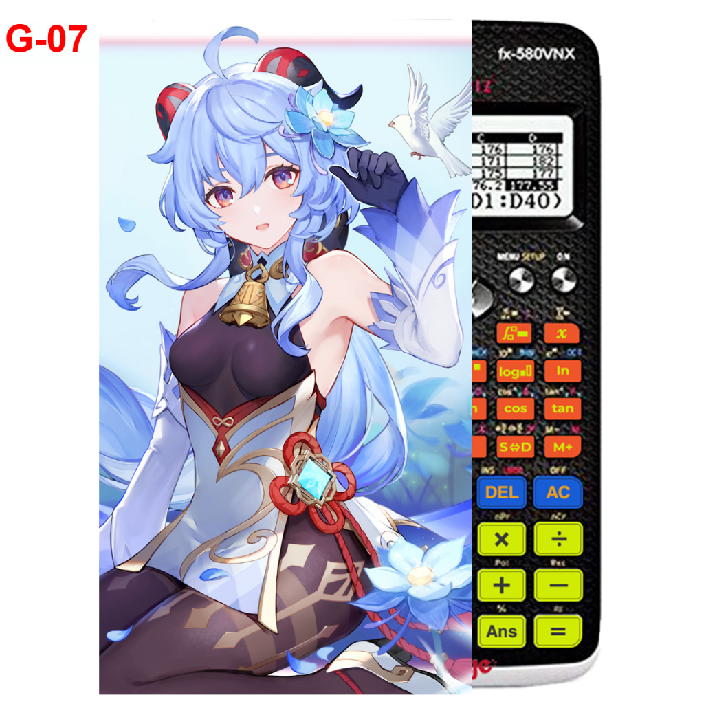Decal - hình dán Máy tính CASIO fx570, fx580, ...nhân vật Ganyu- Gemshin Impact